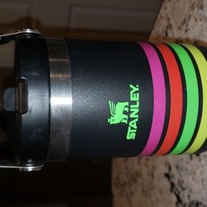 Stanley Black Tumbler with Pink and Green Accents
